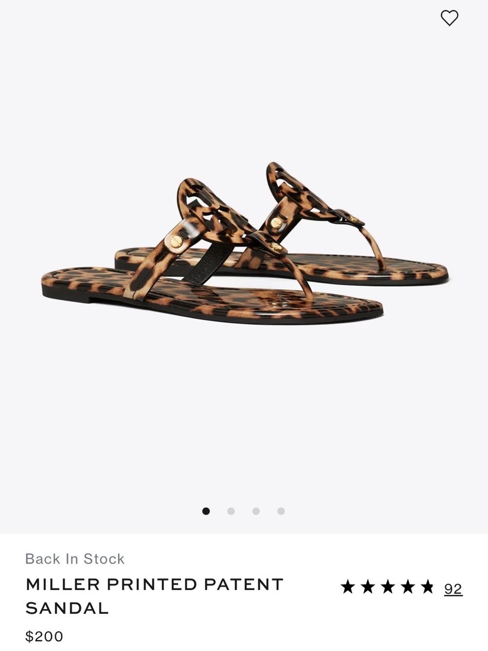 TORY BURCH MILLER PRINTED PATENT
SANDAL Color:Classic Leopard
$200 Sz 8.5 gently